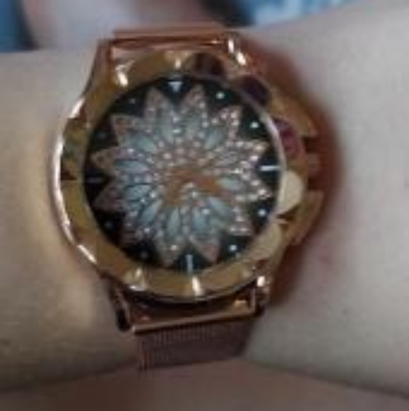 Fashion Women Rose Gold Flower Rhinestone Wrist Wa - Picture 9 of 10
